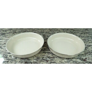 Lenox Solitaire Bowl Shallow Coupe Pasta Salad 7.5" Platinum Set of 2 FLAW READ